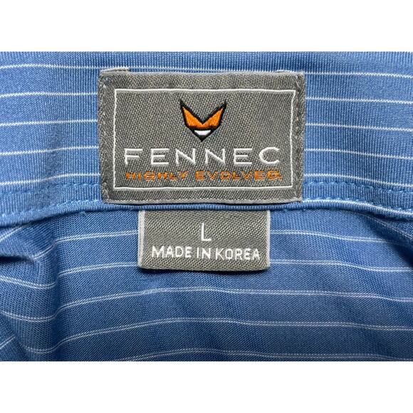 Fennec Highly Evolved Golf Polo Shirt Mens Size L Blue White Striped Performance - Picture 3 of 7